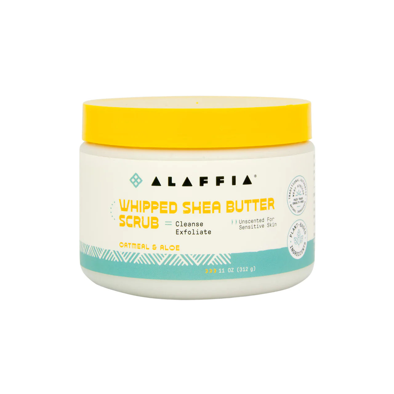 Alaffia Authentic African Whipped Shea Butter Scrub, Oatmeal & Aloe 11oz (Wild Lavender)